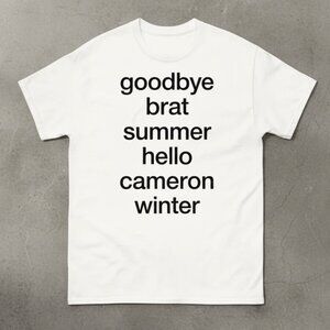 Minimalist Text Graphic T-Shirt – “Goodbye Summer Hello Winter” Quote Tee